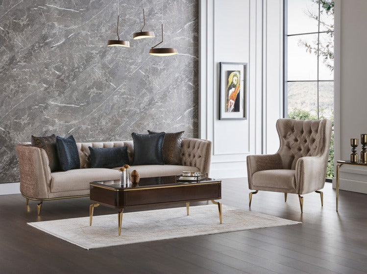 Plaza Living Room Set: A blend of high-end materials and timeless design for modern elegance and comfort