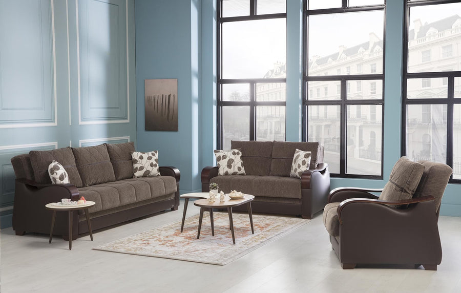 Classic Bennett Collection sofa with diamond piping and sleeper functionality.