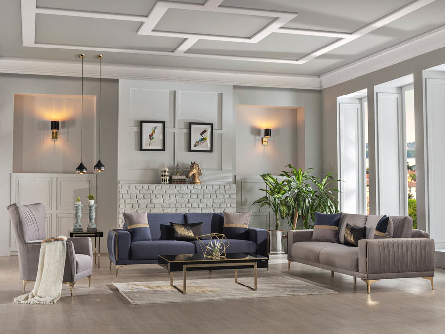 Carlino Concept Sofa: Luxe velvet, sleeper function, gold accents.