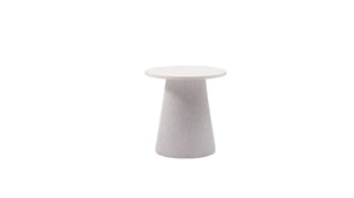 White cylindrical table on a white background