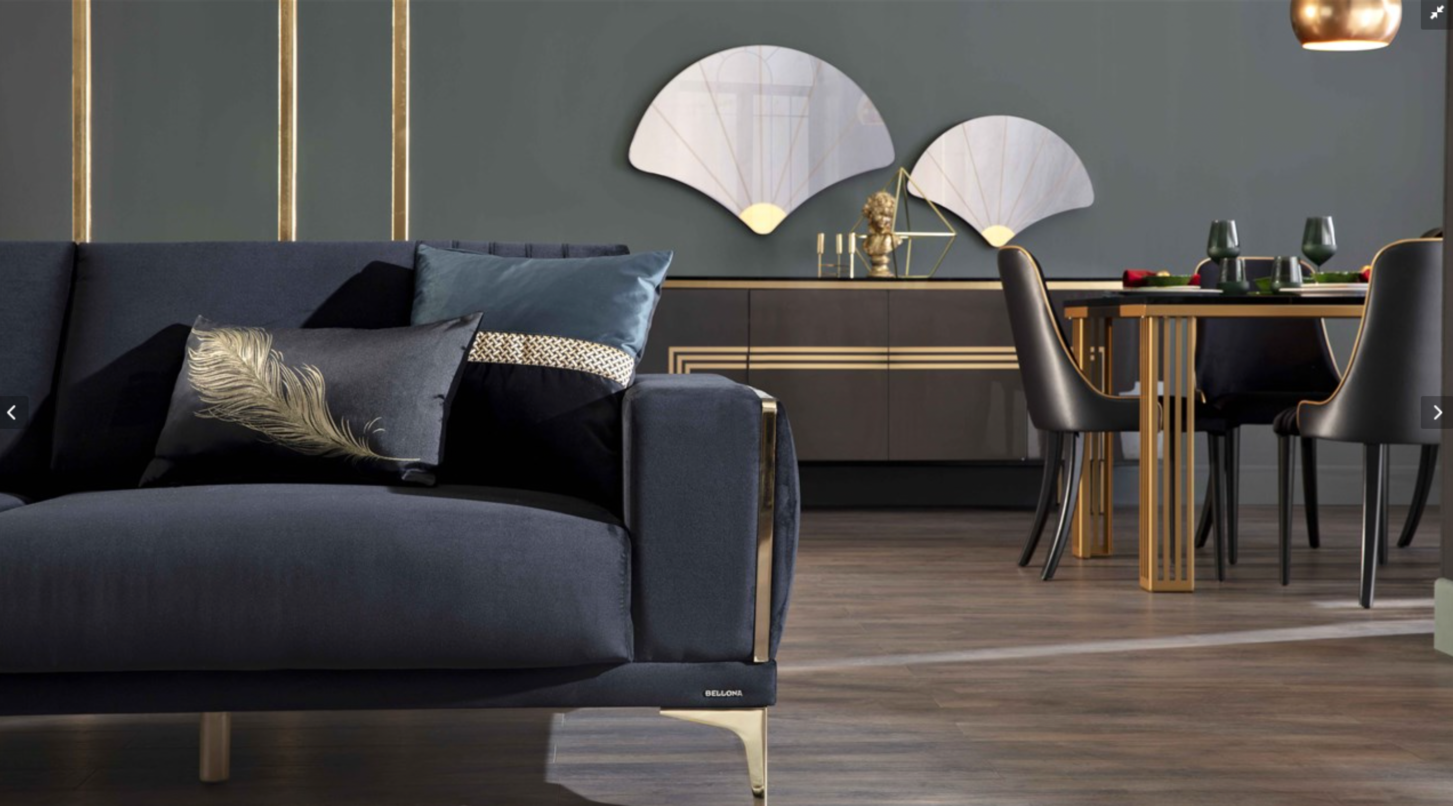 Gold-Trimmed Carlino Sofa with a Polished Aesthetic