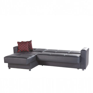 ELEGANT Sectional (Navy Blue & Black Leather) Bellona