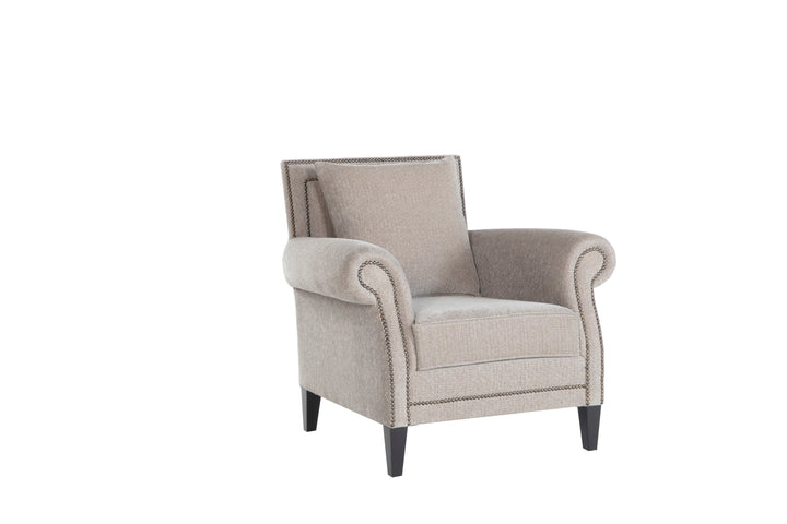 Java Armchair: Wood frame construction for durability, upholstered in one-tone fabric.