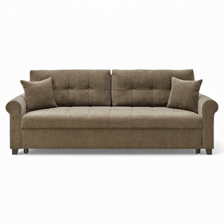 Sofá cama Queen Mocca P Arm de 94 pulgadas con cama extraíble y almacenamiento oculto