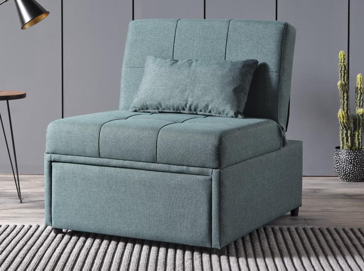 Mello Pull Out Sleeper Chair with Reclining Back Corvet Green