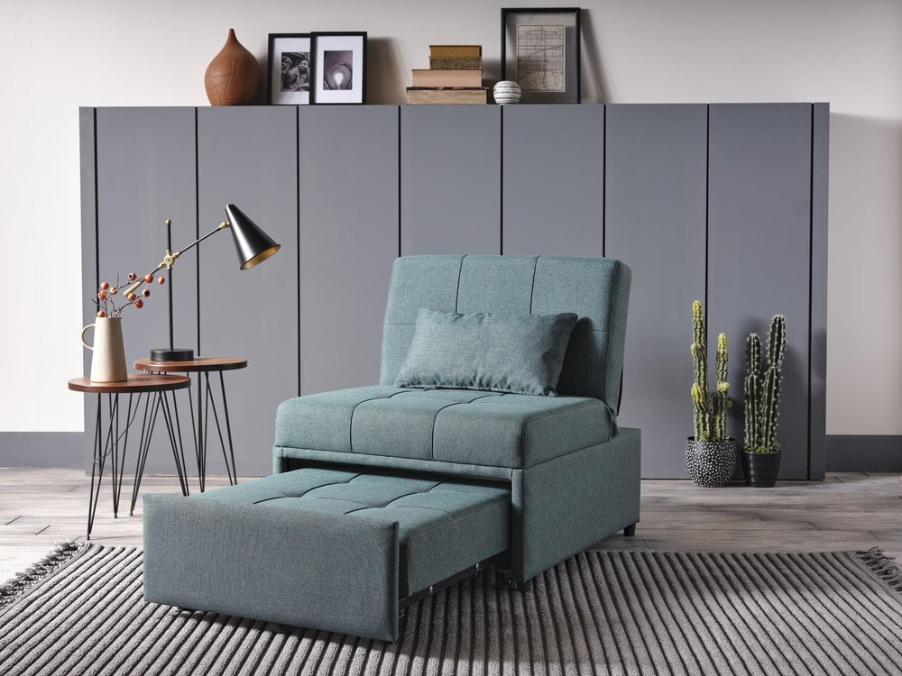 Versatile Mellow Chair: Modern design with performance fabric, perfect for lounging or hosting extra guests.