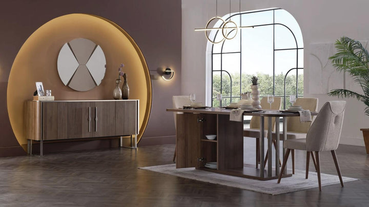 Sophisticated dining with Mirante wood furnitur