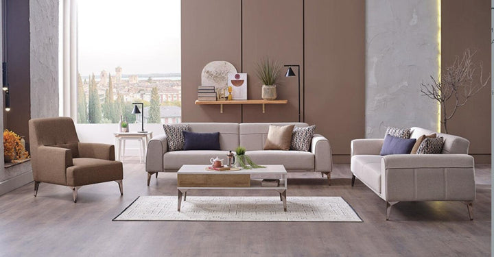Stylish Pandora Living Room Set in two-tone design