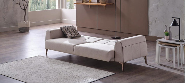 Chic Two-Tone Gaia Living Room Set with Sleeper Sofa Functionality