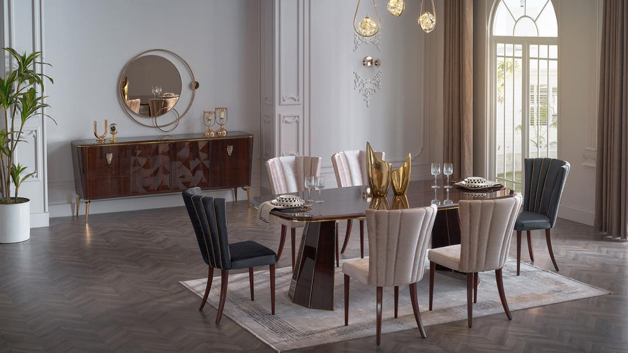 Sleek Plaza Luxury Dining Chair Set in cream