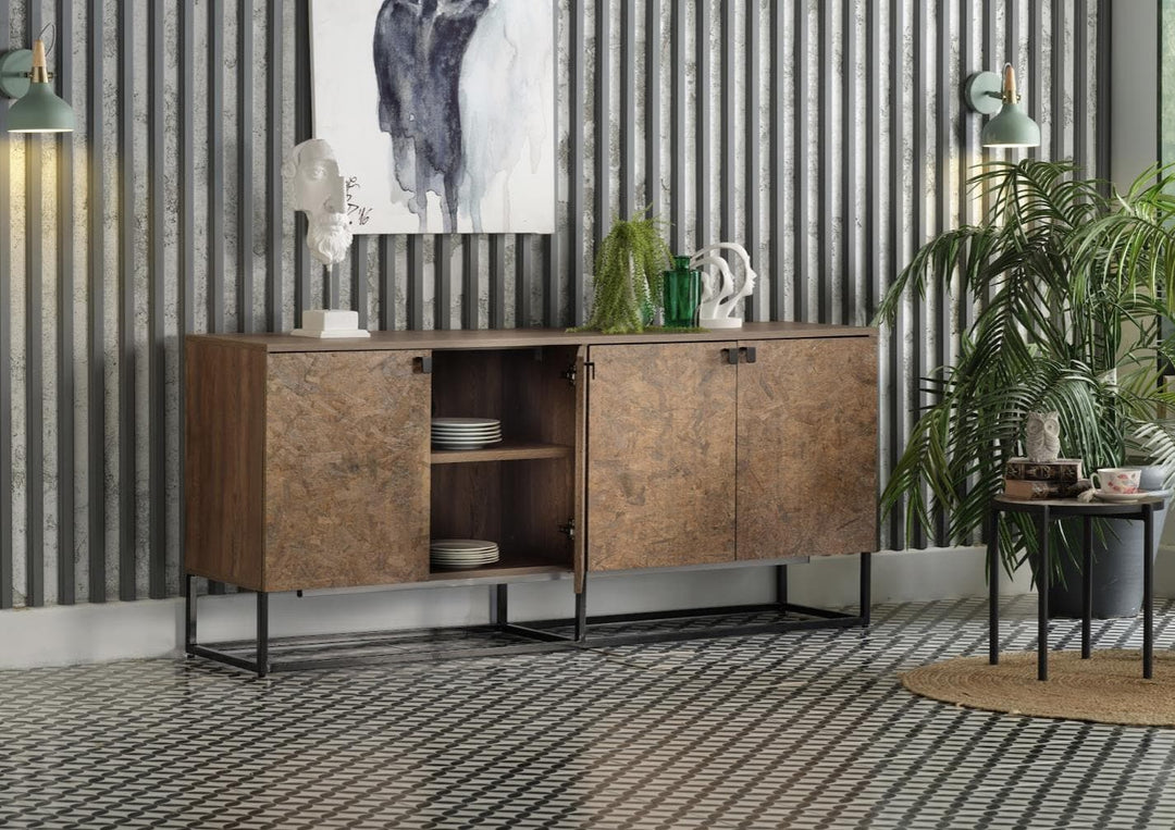Modern Avenir console: Oak finish with solid wood frame for durability.