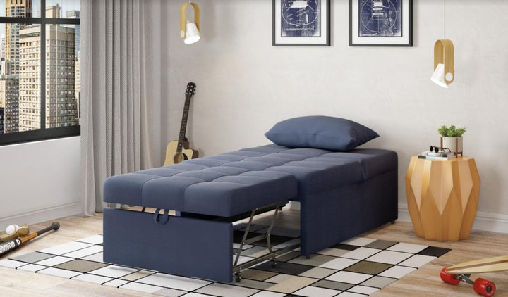 Mello Pull Out Sleeper Chair with Reclining Back Corvet Navy