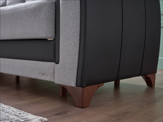 Sofá cama Dublin de 93" de ancho con almacenaje – Tapizado bicolor en piel negra y beige