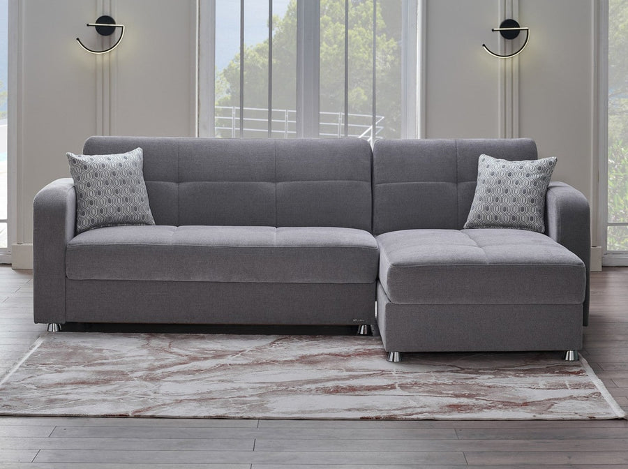 Vision Sectional: A welcoming, modern chaise lounge sectional with built-in storage and sleeper bed