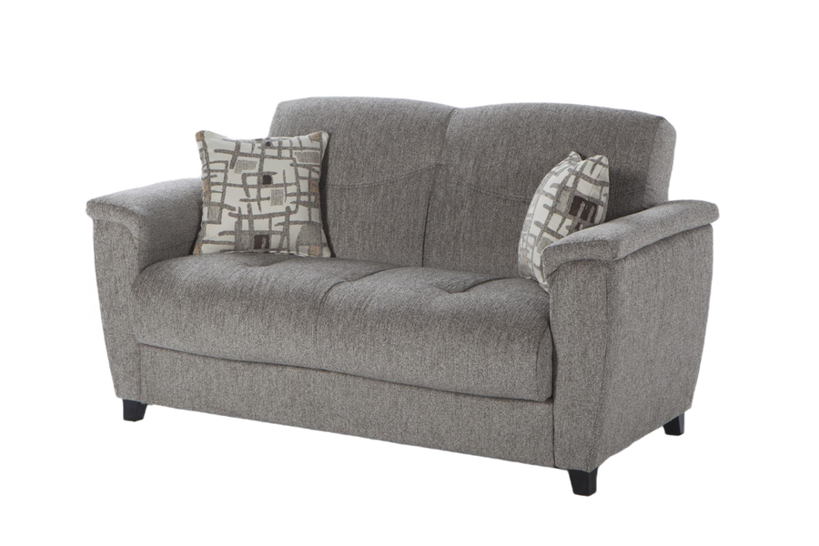 Elegant Aspen Collection loveseat with diamond piping and leatherette upholstery.