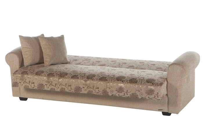 Beige Elita Sofa with Round Arms and Modern Design