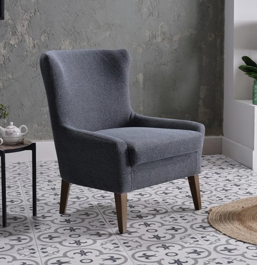 Chic Canyon chair with sleek low-profile arms and wood legs.