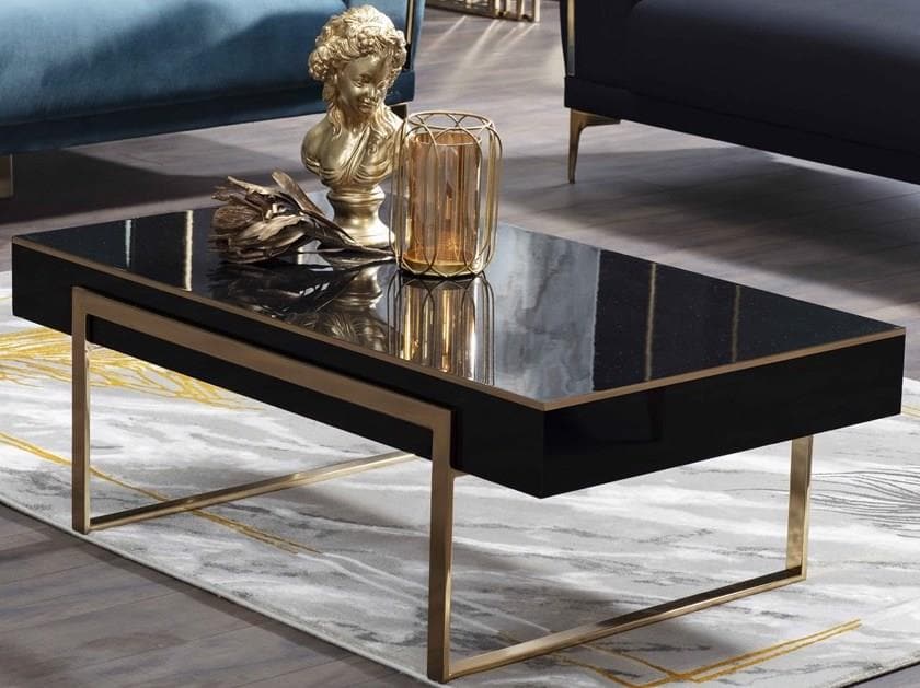 Carlino Chrome Coffee Table in High Gloss Black - Modern Furniture