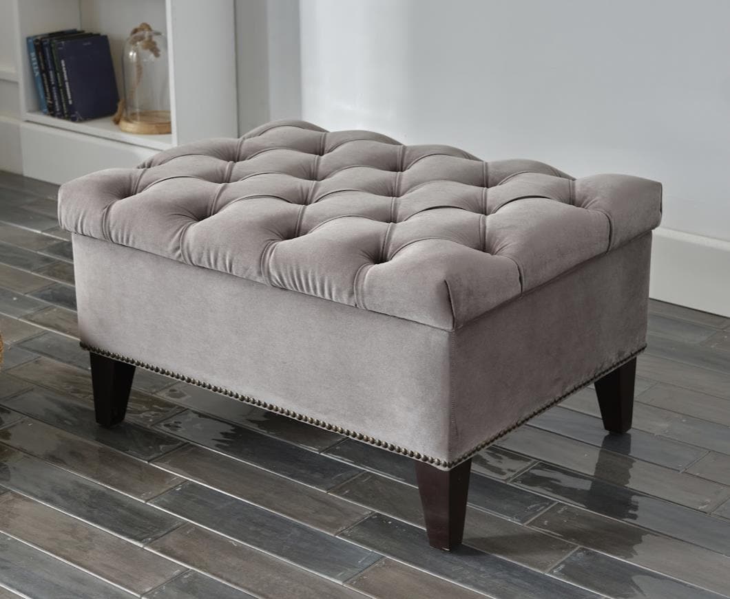 Velvety Performance Fabric Ottoman - Cecilia Collection