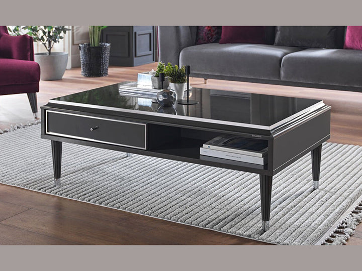 Contemporary Black Gravita Table Enhancing Living Room Decor