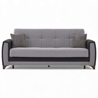 Sofá cama Dublin de 93" de ancho con almacenaje – Tapizado bicolor en piel negra y beige