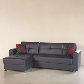 ELEGANT Sectional (Navy Blue & Black Leather) Bellona