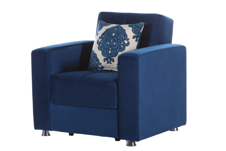 Elegant Armchair Royal Blue Upholstery
