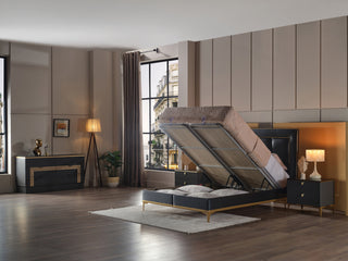 Conjunto de quarto Mirante Luxe Cream com arrumação – Tamanhos Queen e King