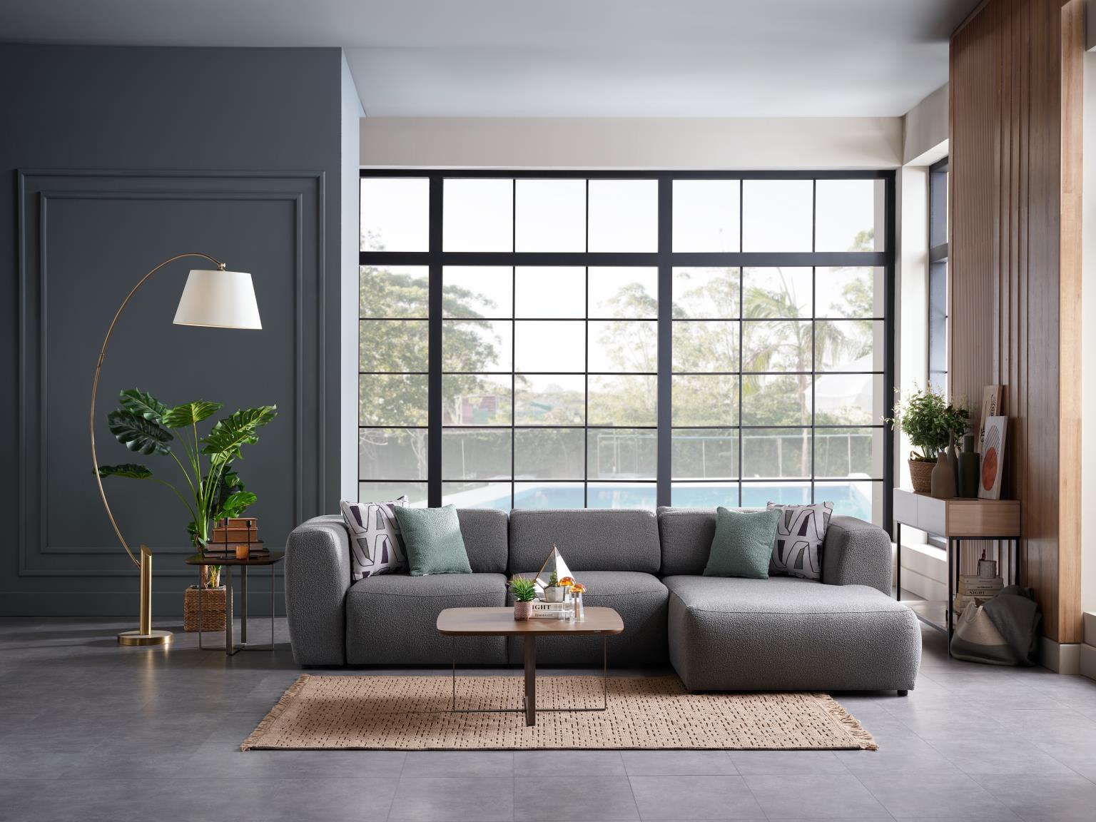 Picasso Fabric Sleeper Sectional Bellona Oscar White