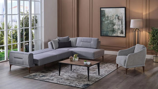 Seul Right Facing Sectional Sofa Palma Grey Bellona USA