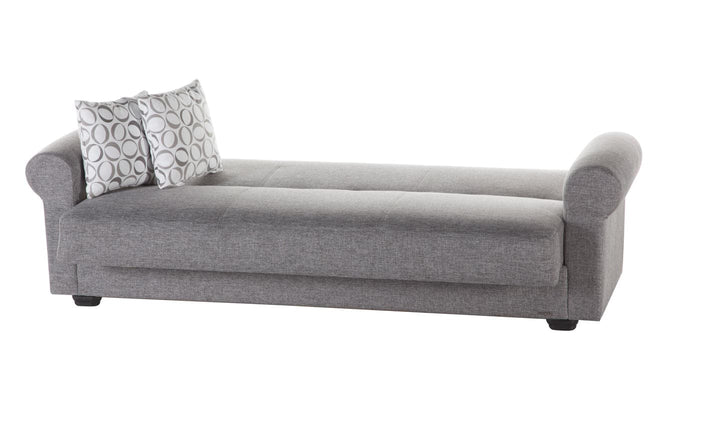 Modern Elita Sofa in Gray with Elegant Stitching and Rounded Contour