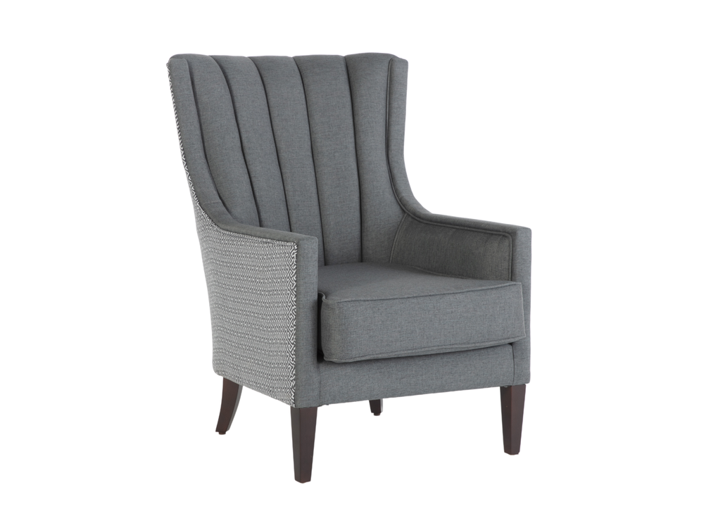 Elegant Palmer Chair: Features natural wood legs for a modern, sophisticated touch