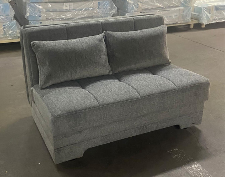 Twist Loveseat in Anthrasite, featuring sleek modern design with built-in storage and convertible sleeper functionality.