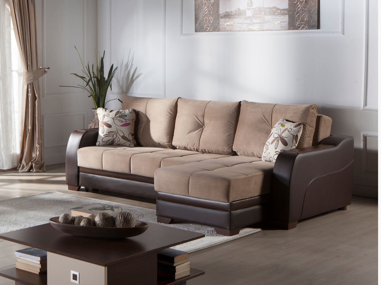 Ultra Sectional with Wood Detailing