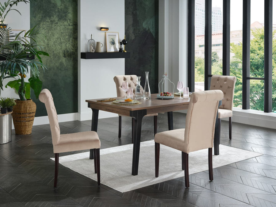 Modern James Chair: Stylish rolled back design for dining or living room elegance.