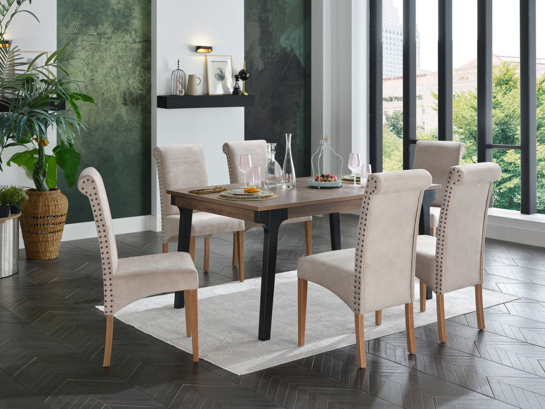 Elegant Margo Dining Chair: Mingles soft colors with chic details for a contemporary feel