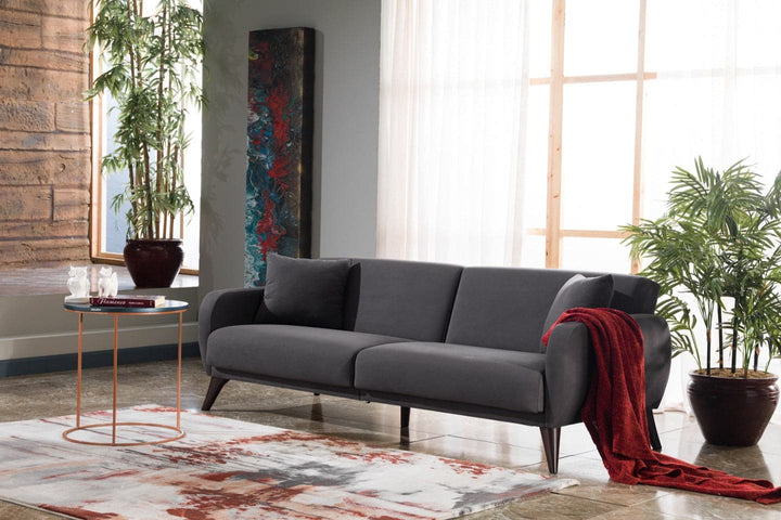 Contemporary Charcoal Flexy Sofa for Apartments and Dorms