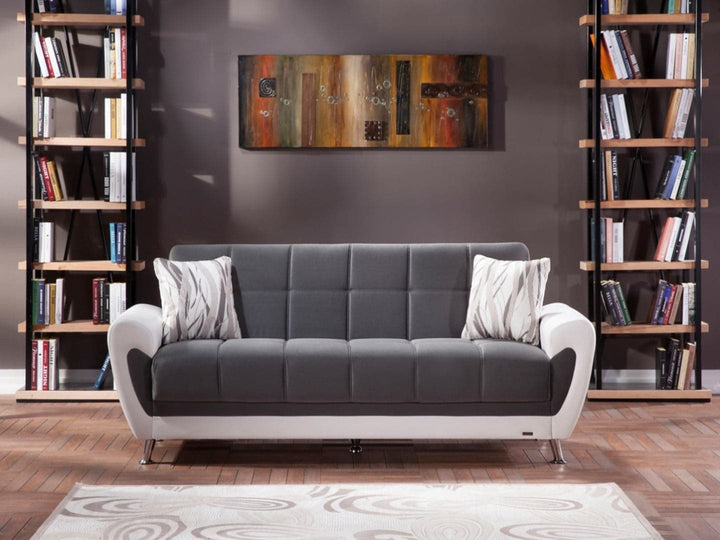 Duru Sofa with Retro-Inspired Design and Leatherette Exterior