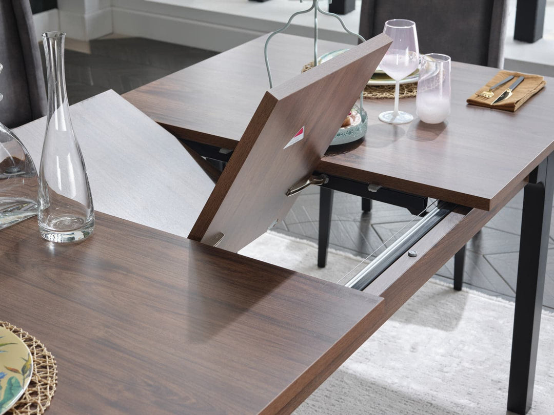 Modern Kennedy Table: Versatile dining with a charming wood tabletop and foldable feature