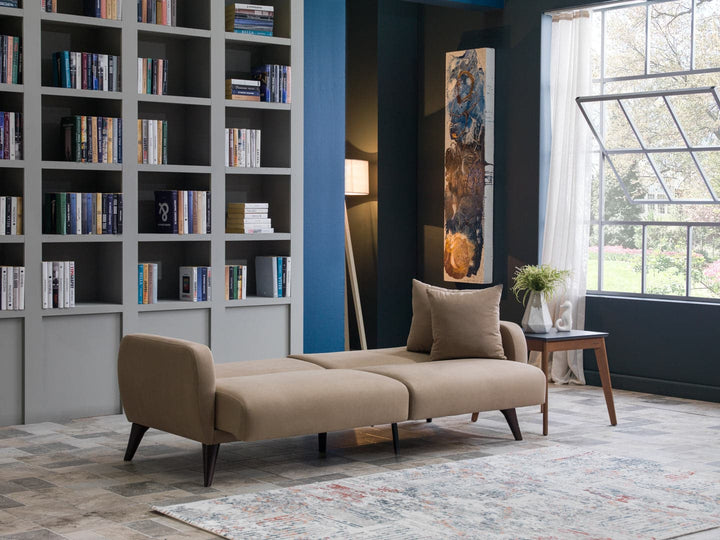 Taupe B-Lifestyle Flexy Sofa: Effortless Conversion to Sleeper