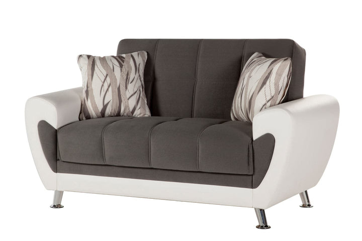 Duru Loveseat with Leatherette Exterior, Performance Upholstery, and Convertible Design