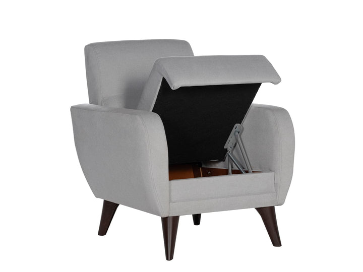 Modern design meets comfort with this easy-care performance fabric chair.