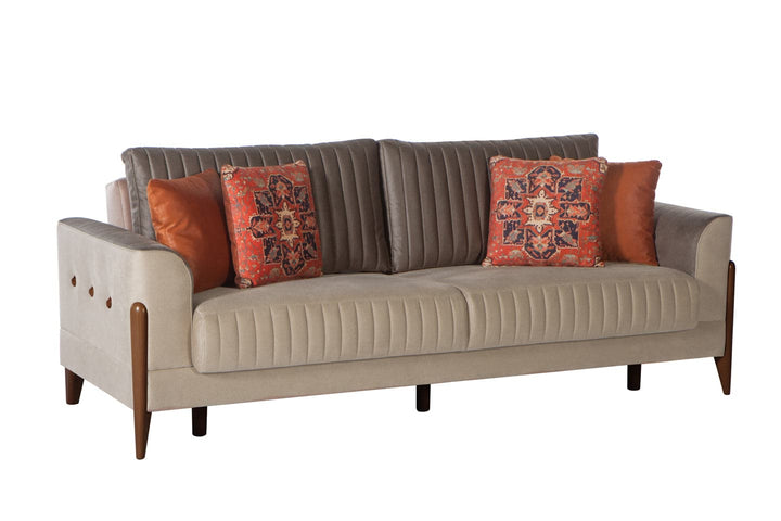 Piero Sleeper Sofa: Brass accents and wooden legs add a touch of elegance to your home
