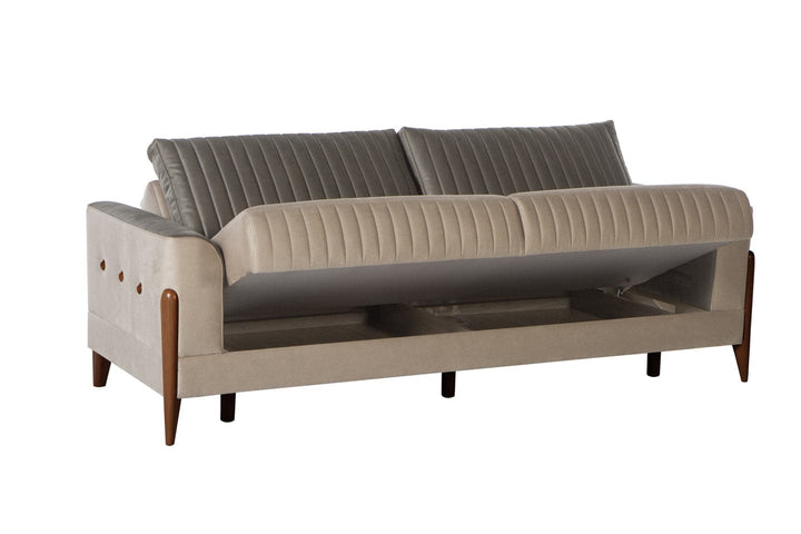 Functional Piero Sofa: Offers a comfortable sleeping solution with stylish ribbed pleating