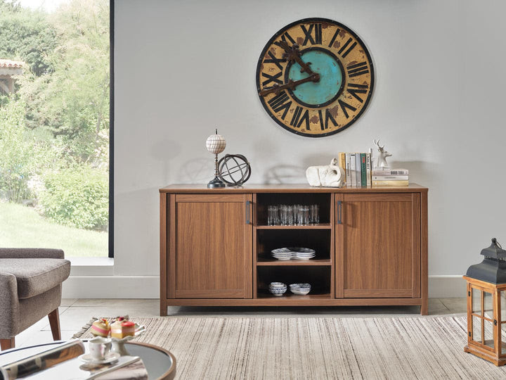 Emory Media Console in Elegant Walnut Color with Modern Silhouette