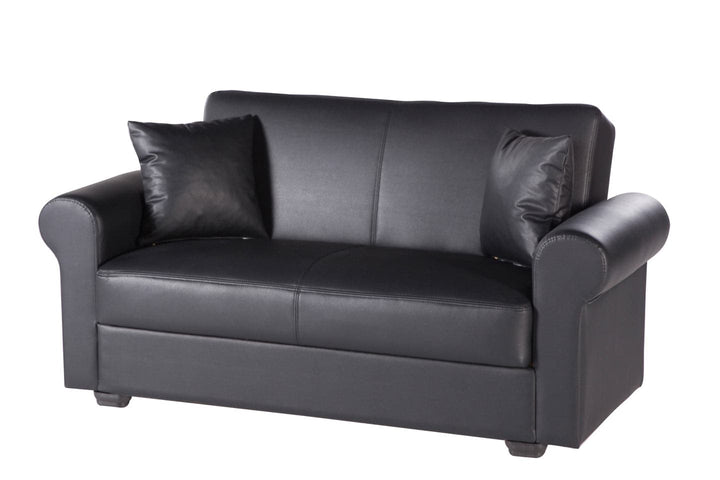 Contemporary Floris Loveseat with Soft Angles in Black Color