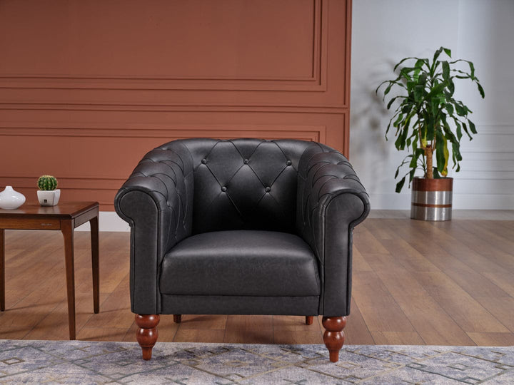 Muse Armchair with Classic Chester Design and Synthetic Leather