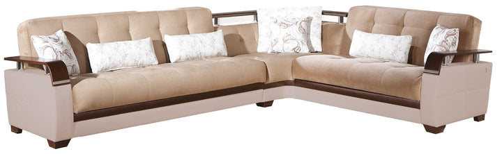 Curvy Profile Natural Sectional with Spacious Seating