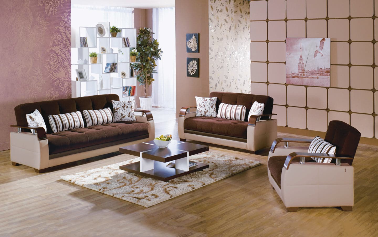 White and brown sofa set discount