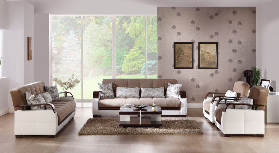 "Natural Collection Sofa: Combines comfort with a sleek modern design, featuring velvety performance fabric.